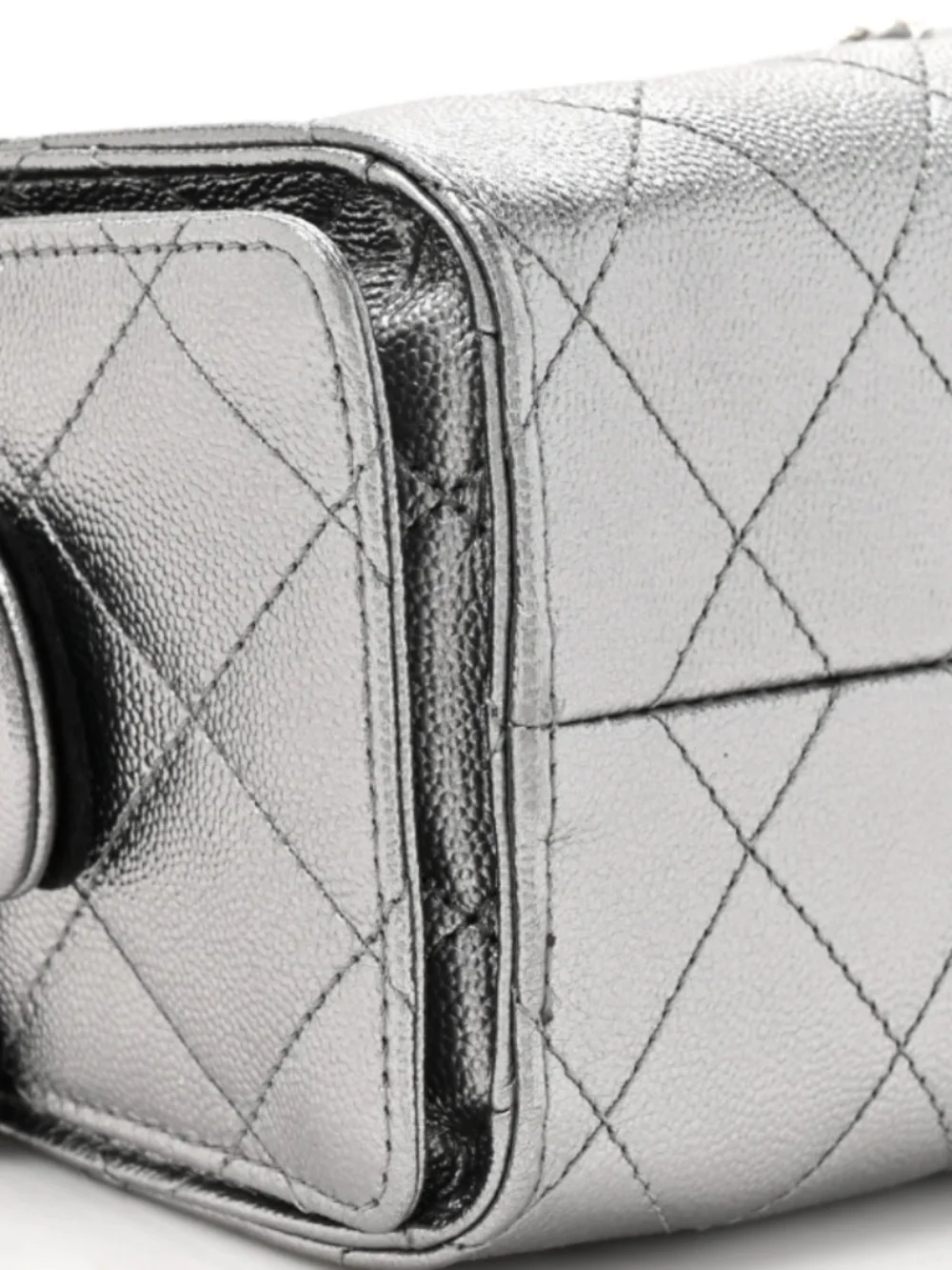 Anthracite Silver Metallic Mini Chanel 25